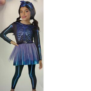 Skeleton Halloween Costume 8/10 Purple Black Bewitching Bones 4 Pc Girls